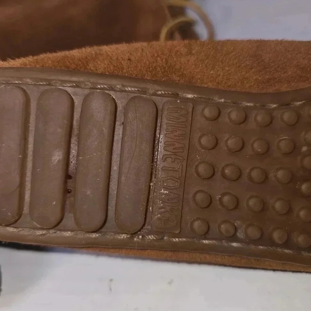 Minnetonka Brown Aztec Fringe Lace Up Boots Suede SZ 8 - Picture 4 of 5
